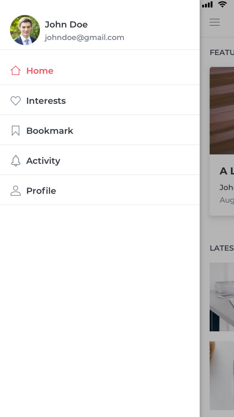 Article Menu Template Xamarin
